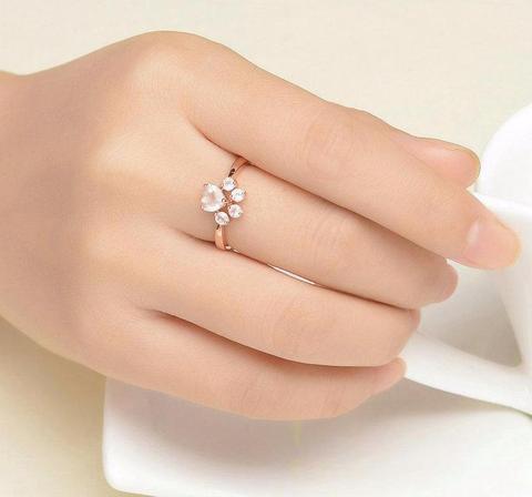 Cute Paw Rose Quartz Ring
