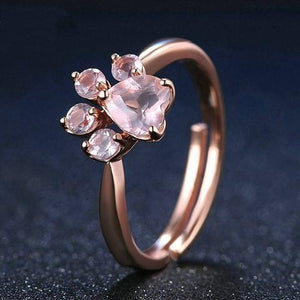 Cute Paw Rose Quartz Ring