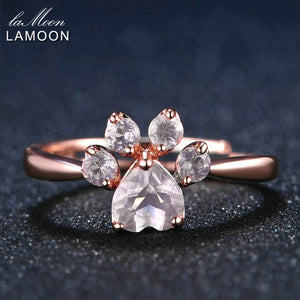 Cute Paw Rose Quartz Ring