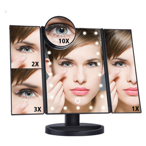 Foldable Triple-Panel LED Vanity Mirror