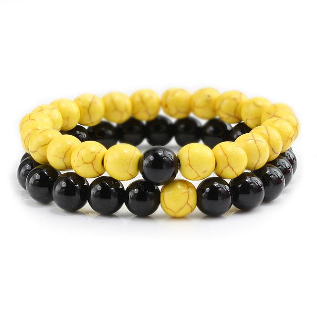 2 Piece Natural Stone Couple's Distance Bracelet